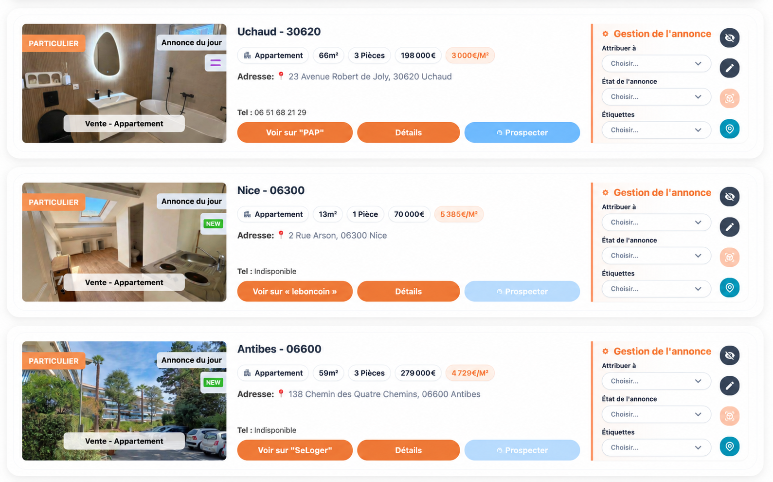 Pige des annonces de particuliers dans DirectMandat